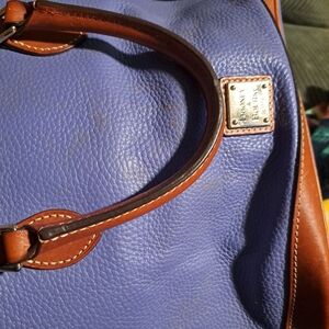 Dooney & Bourke Blue and Brown Leather Satchel